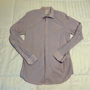 GAP Men's Dress Shirt - pink and blue stripes. Slim stretch fit small